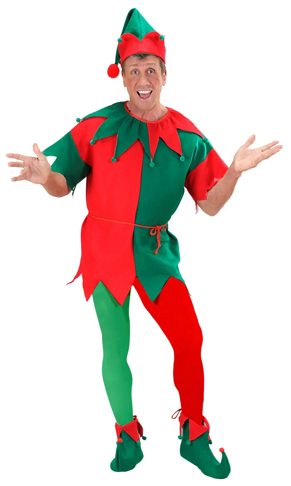 Pantys Rojos y Verdes de Elfo Navideño Elfos Navideños Widmann